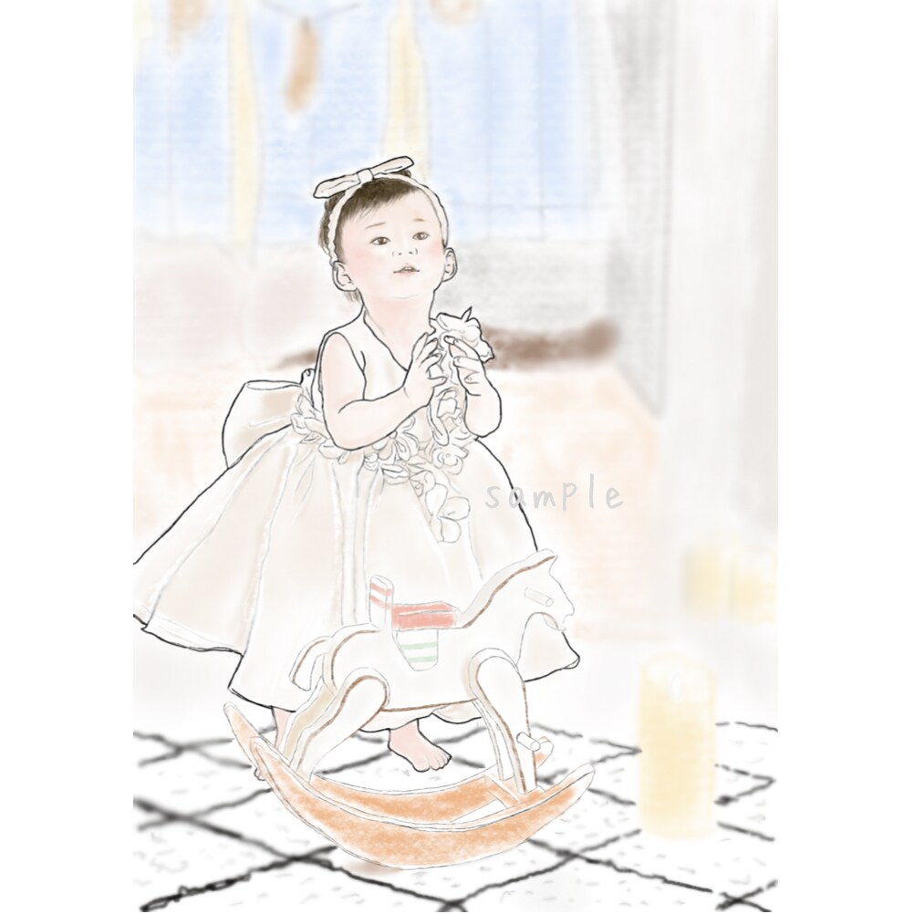 お写真を元に柔らかい色彩でイラストを作成いたします 思い出の大切なお写真をほんわかしたイラストに残しませんか❁︎ イメージ7