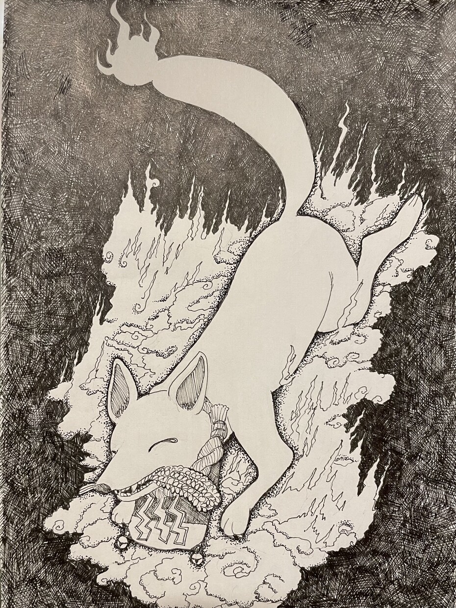 モノクロイラスト描きます 水性ペンで描く繊細で神秘的な世界 イメージ1