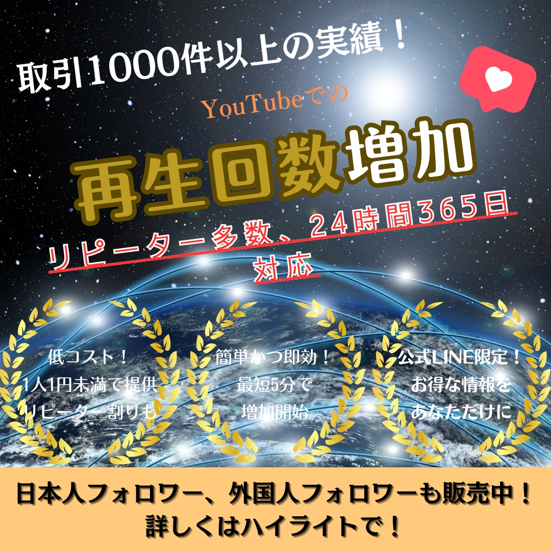 Youtube再生回数10000回増まで拡散します 1000回~振り分け可能！再生時間、収益化に役立ちます！ イメージ1
