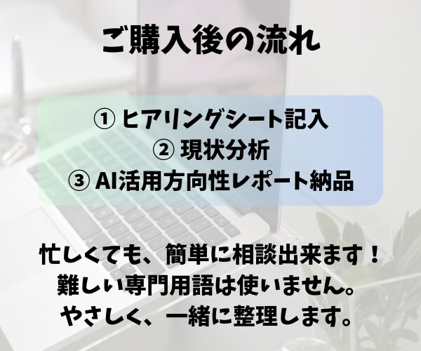 AI活用で差がつく前に方向性整えます 半年後に後悔したくない、今を頑張るあなたへ イメージ4