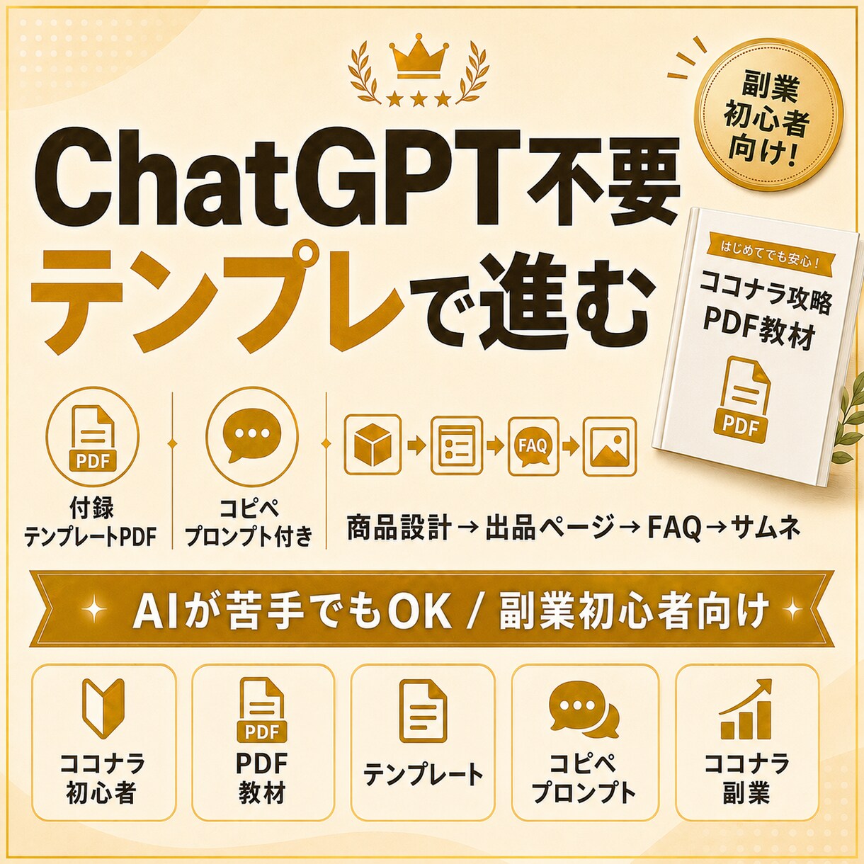 ココナラ初出品向けPDF教材を販売します ココナラ初出品の文章・FAQ・サムネ文言まで作れるPDFです イメージ4