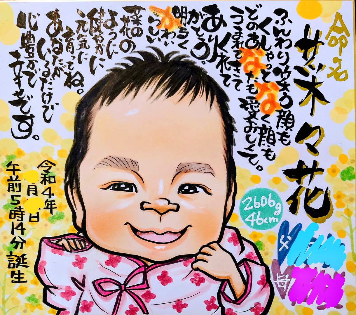 手書き筆文字入り似顔絵で大切な方へ気持ちを伝えます 下絵確認あり！納得いく作品をお手元に！笑みがあふれる贈り物 イメージ5