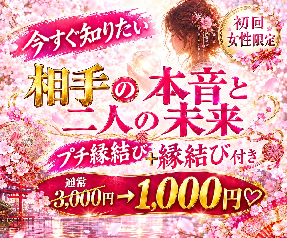 初回女性♡今、好きな彼の気持ち二人の未来霊視します プチ連絡縁結び付♡相手の気持ちを最短30分でズバリ霊視します イメージ1