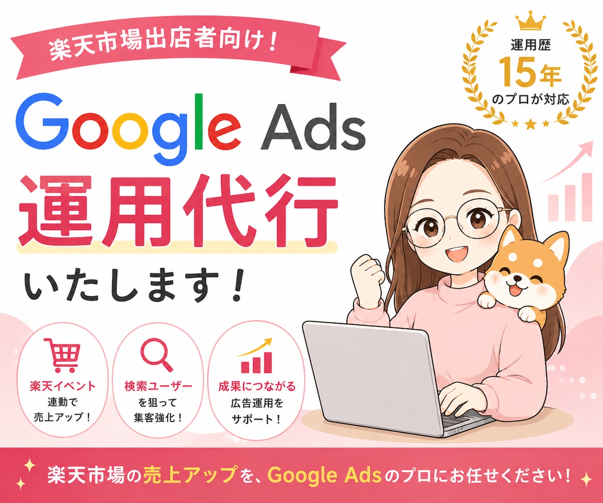 歴15年のプロがGoogle広告運用代行します 楽天市場出店者様向け！楽天市場を熟知したプロによる広告運用 イメージ1