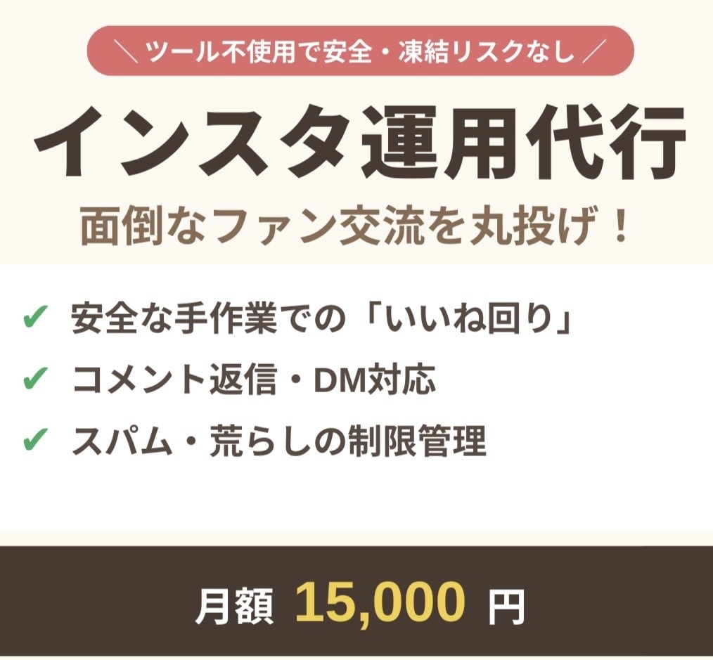 インスタ運用代行DM・コメント、いいね周り承ります 【手作業で安全】インスタの対応を30日間丁寧に代行します イメージ1