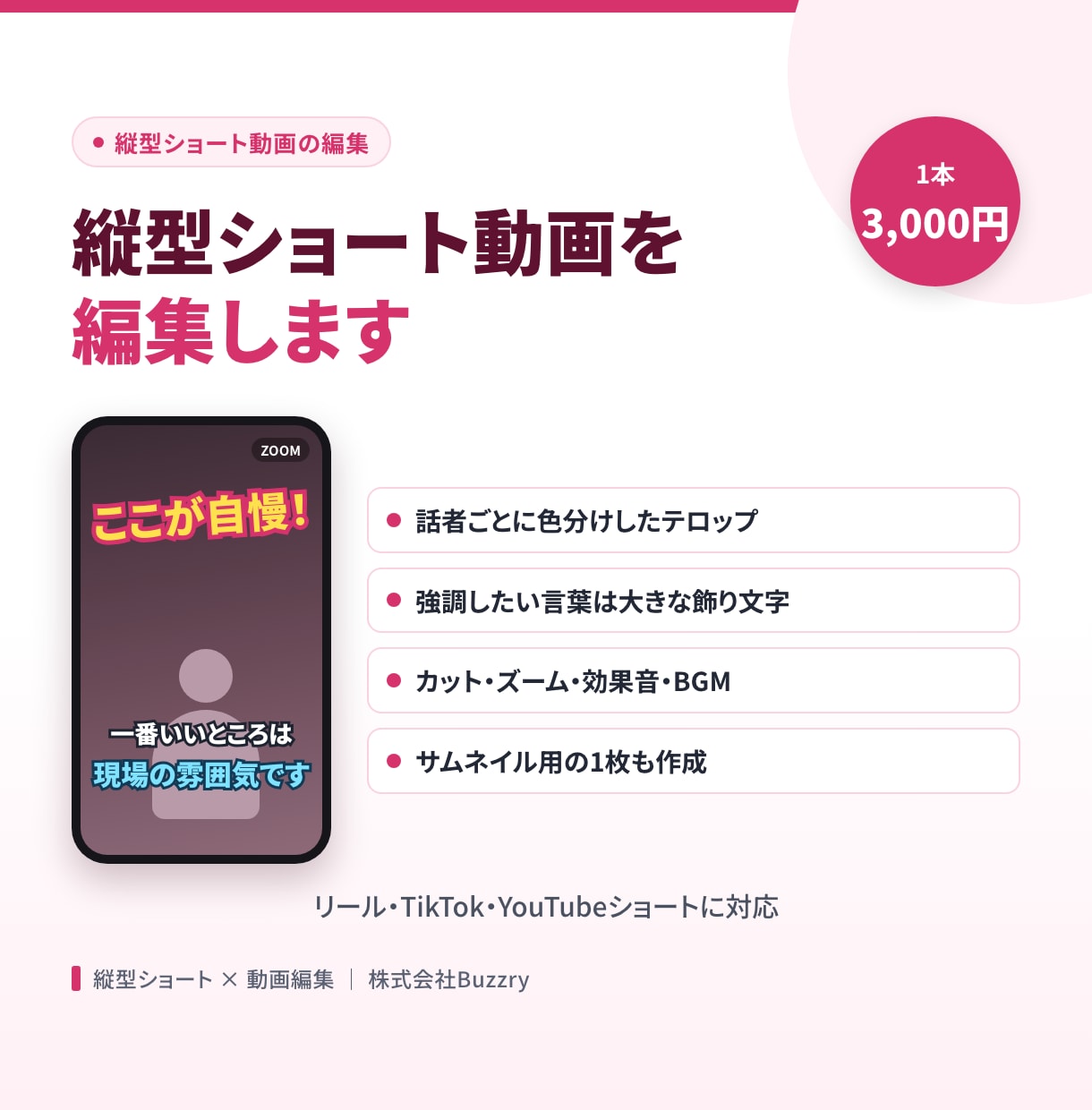 縦型ショート動画をテロップ込みで編集します リール・TikTok・Shorts対応。サムネ1枚つき イメージ1