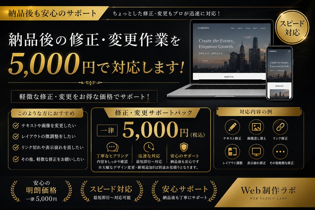 HPの修正対応をします 納品後に発生する変更作業を代行します！ イメージ1