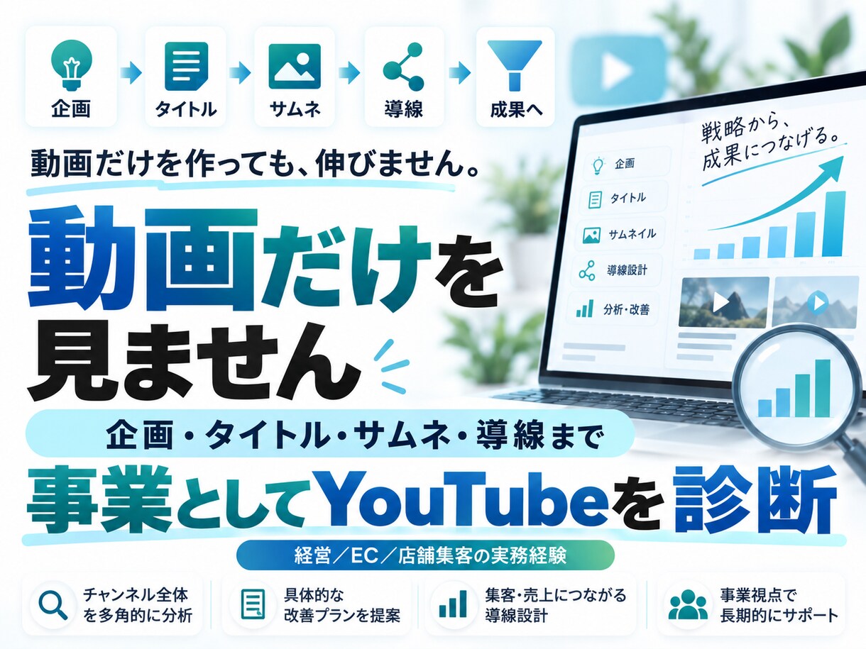 登録者30万人の経験からYouTubeを診断します 累計1.3億回超の実運営経験で改善点を具体化 イメージ2