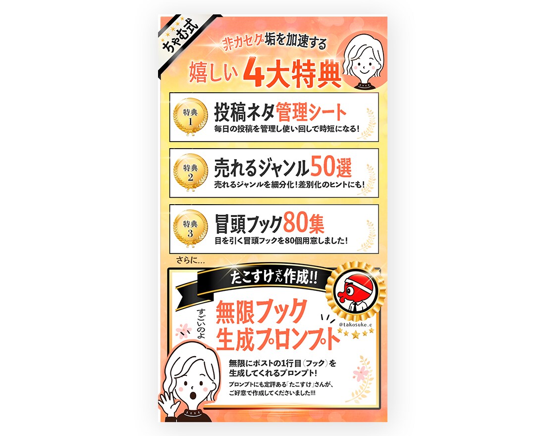 コンテンツ内の画像制作いたします コンテンツ販売で使用する特典や図解でより魅力的に！ イメージ4