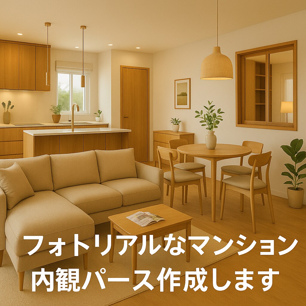 マンションリノベのLDKパース作成します ラフ図から高品質パースを作成します。最短2日！！急ぎの案件に イメージ1