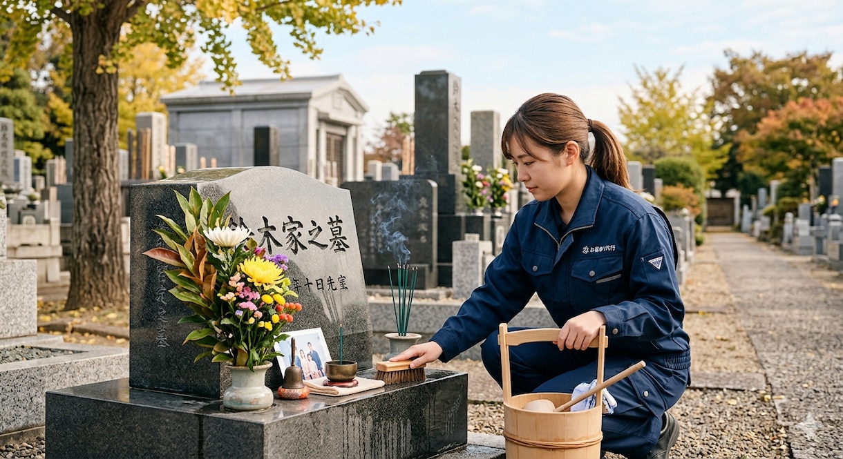 お墓参りお掃除代行サービス心を込めてお手伝いします あなたに代わり大切なご先祖様を丁寧にお参り・お掃除いたします イメージ1