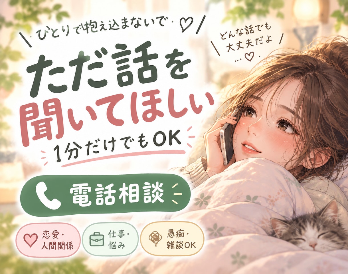 ちょっと聞いて！愚痴や人に言えないことお聴きします 対人関係 | トラウマ | 失恋 | 仕事 | 慰めでもOK イメージ1