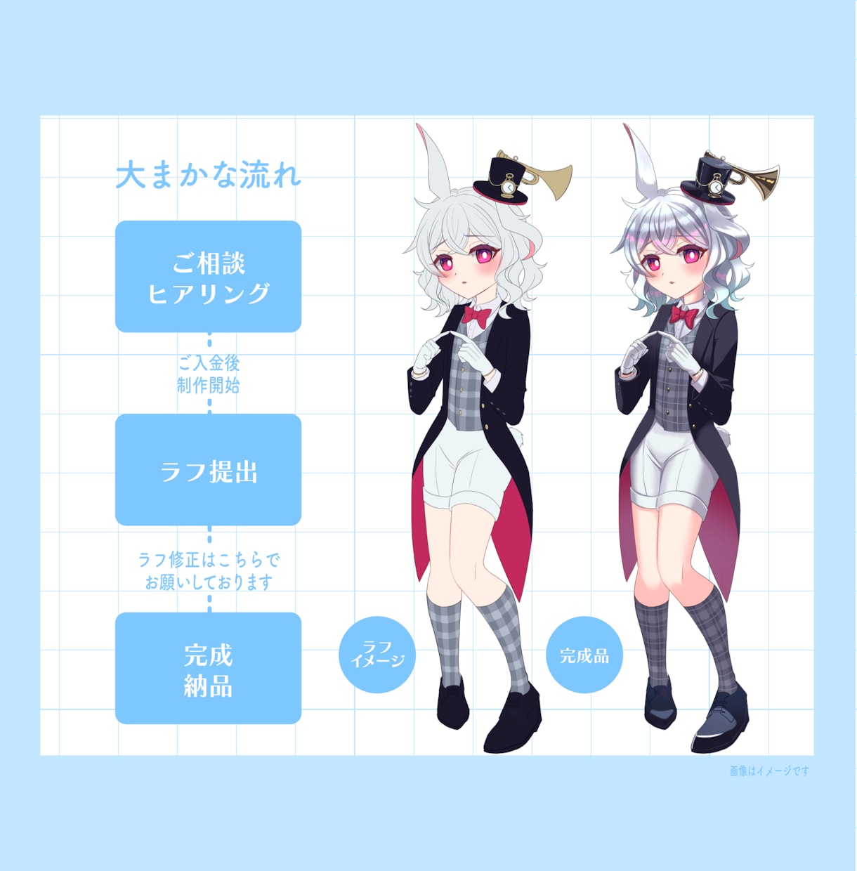 魅力あふれる立ち絵+キャラデザ制作致します イラコン複数受賞歴のあるイラストレーターが丁寧に制作致します イメージ4