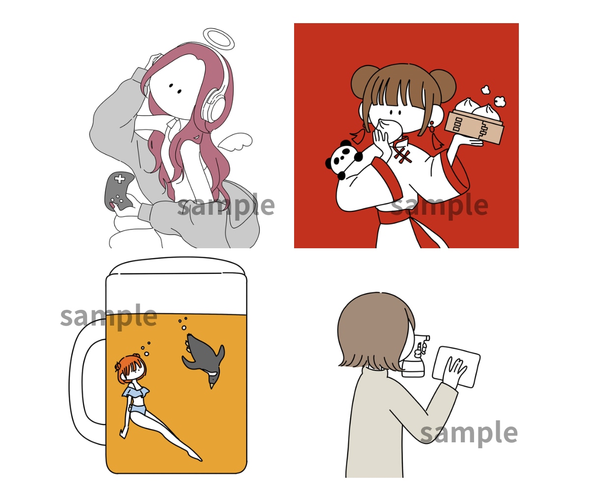 シンプル・シュールな可愛いイラスト作成します トレンド感・真面目過ぎないイメージを求めてる方へ イメージ9