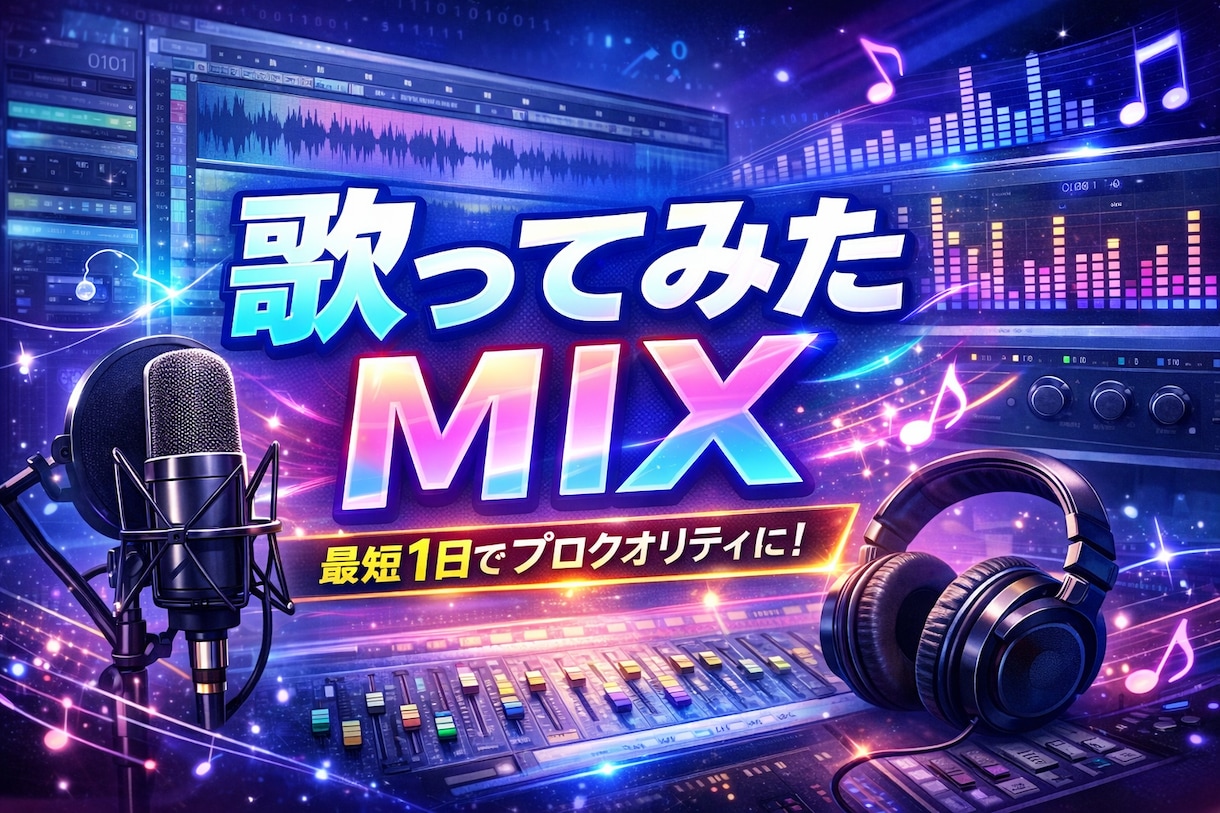 全て込み！即日可！プロ並みの歌ってみたMIXします ピッチ&タイミング補正/ハモリ生成/マスタリング/商用利用込 イメージ1