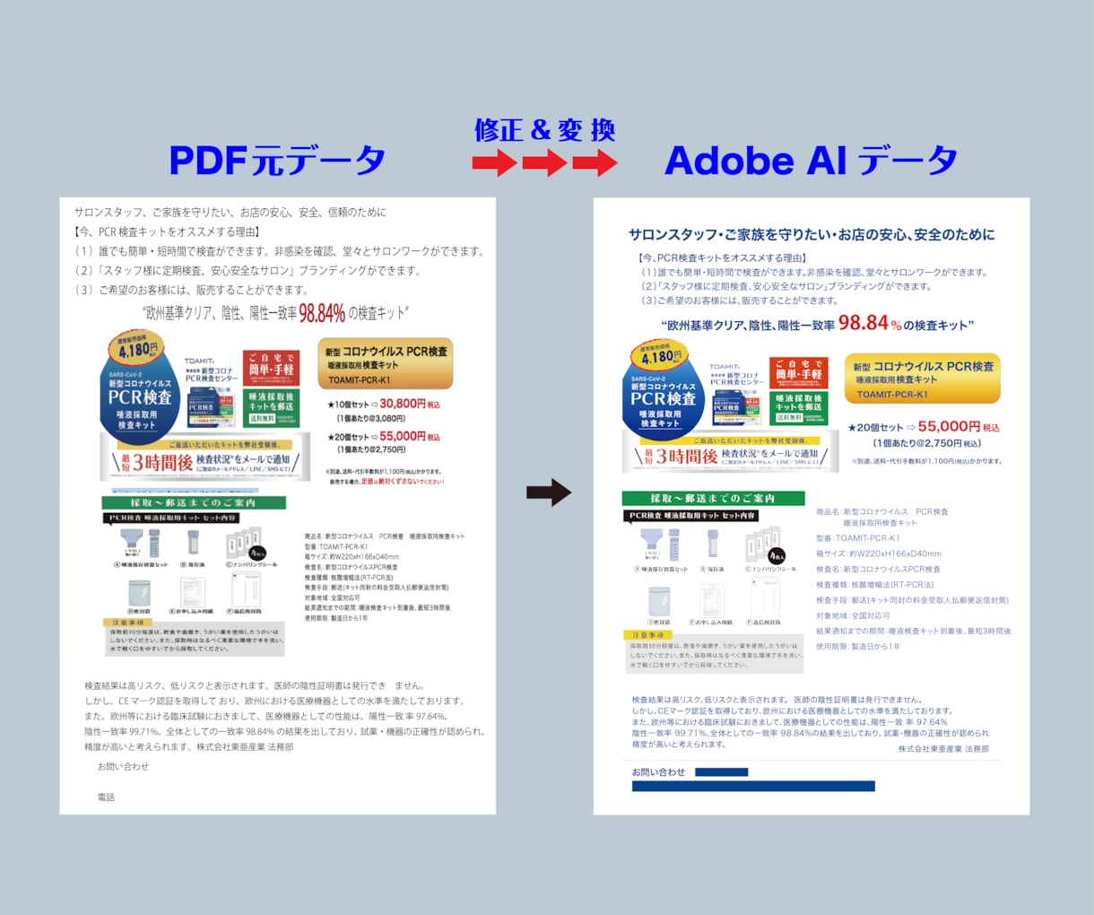 データの変換・修正・印刷前の入稿データに対応します 文字・画像・色変更・トンボ作成・塗り足し・画像のトレースなど イメージ2