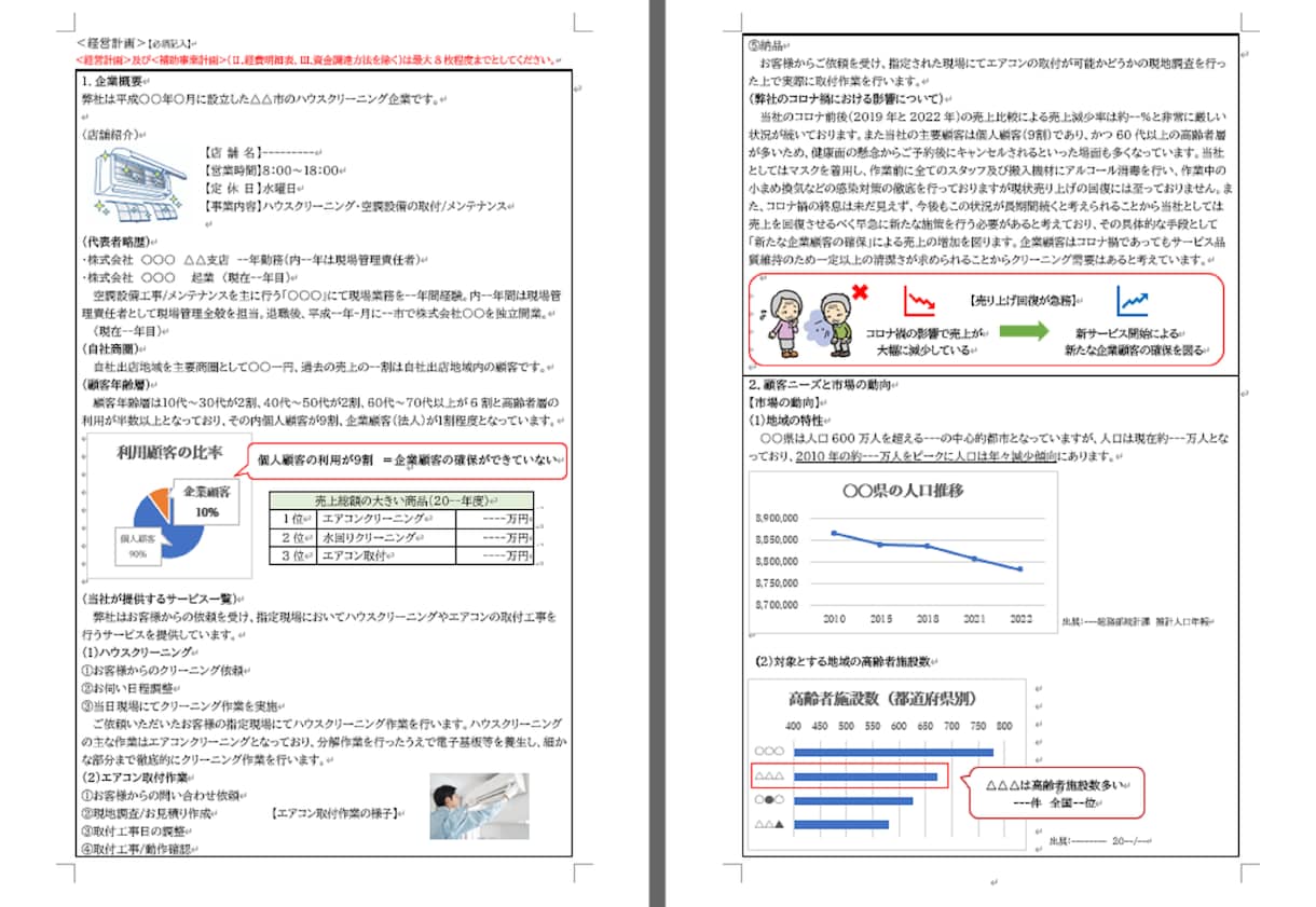 ハウスクリーニング★持続化補助金書類をお譲りします 採択済みの事業計画書を【テンプレート】としても利用できます！ イメージ2