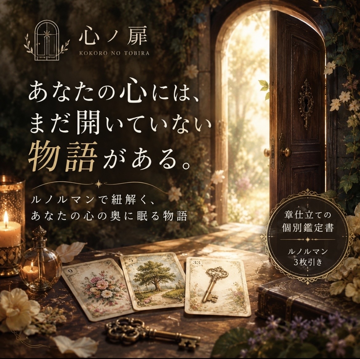 心ノ扉｜あなたの心の奥に眠る物語読み解きます ルノルマンで紐解く、あなたの心の奥に眠る物語読み解きます イメージ1
