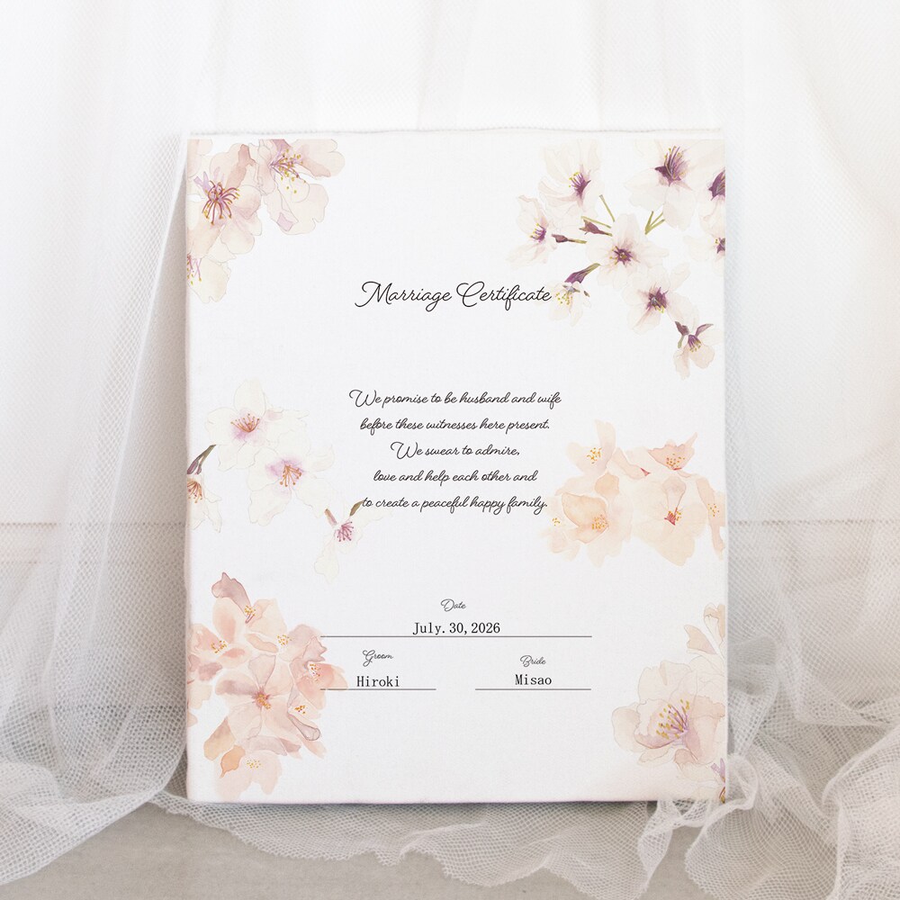 送料無料 桜の結婚証明書作ります 選べるアクリルorキャンバス！特別な一日のための証明書です。 イメージ3