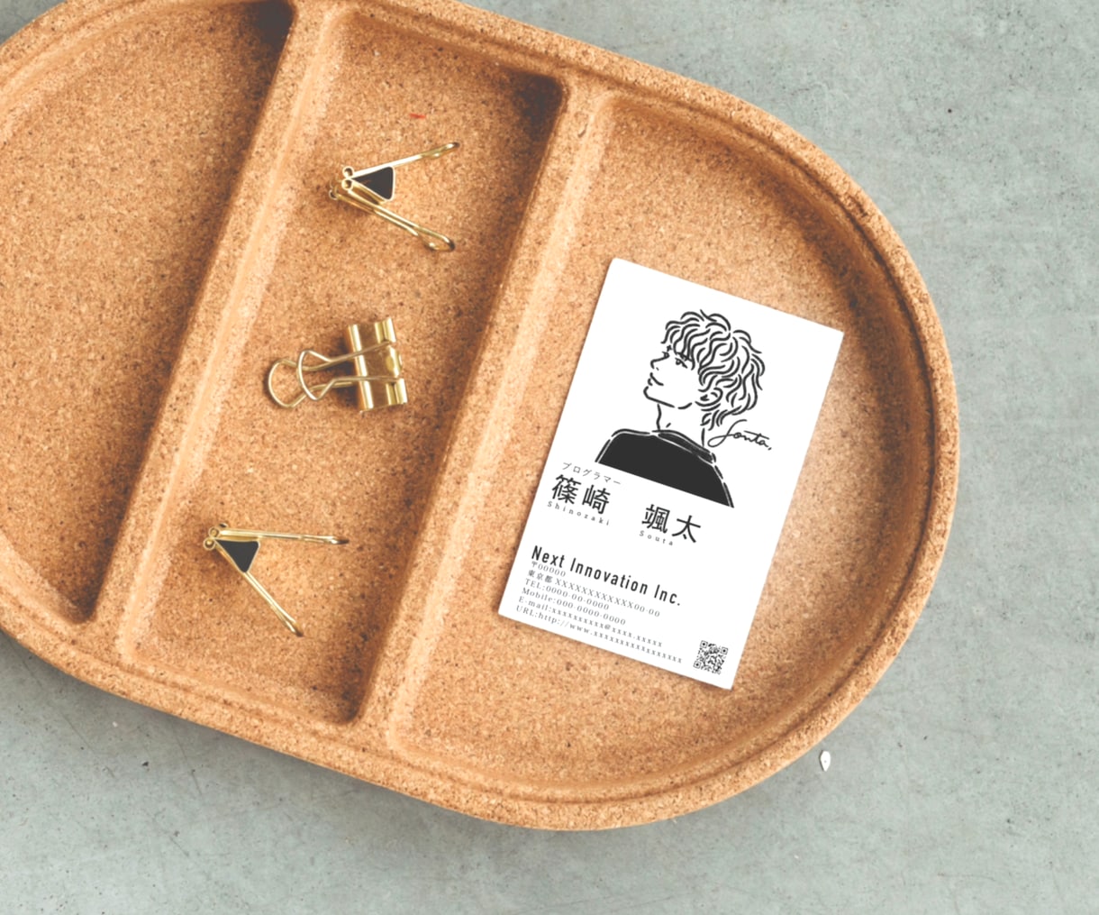 似顔絵名刺◆お名刺１００枚印刷納品込みで作成します AI無し！イラストレーターでしっかりデザイン作成します！ イメージ7