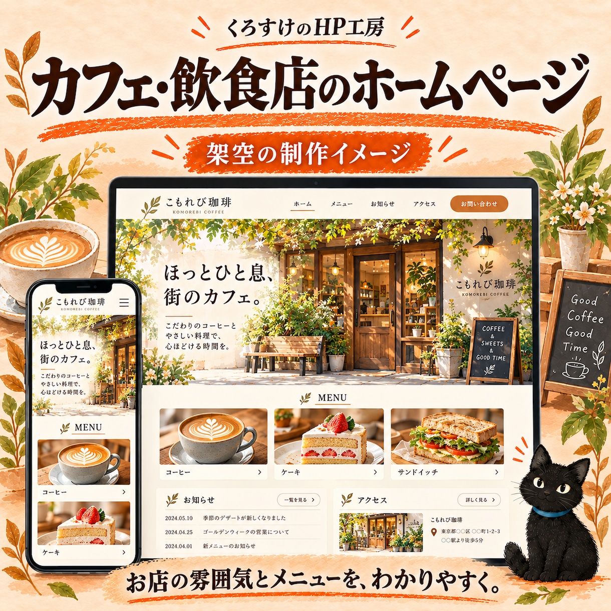 料金とお店の雰囲気が伝わる店舗サイトを制作します メニュー・アクセス・予約先を見やすくまとめます イメージ8
