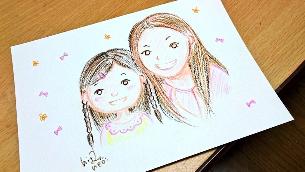 色鉛筆のやさしいタッチで絵本風の似顔絵描きます 大好きなあの人にあたたかいプレゼントを贈りたい方へ(発送可) イメージ5