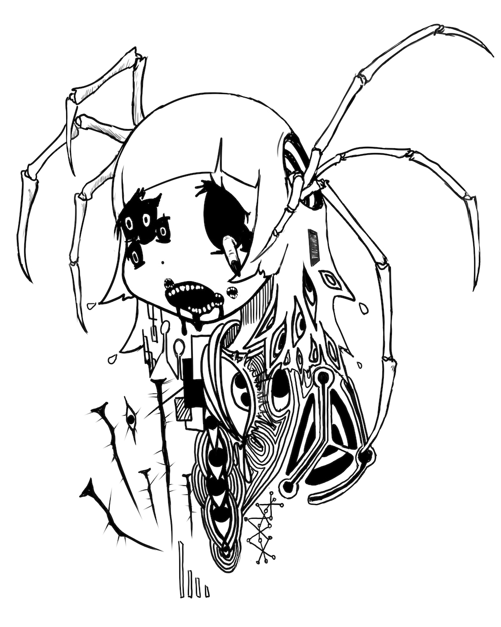 神秘的でグロテスクな絵を描きます 独自の世界観とそこに住むキャラクターを描きます イメージ6