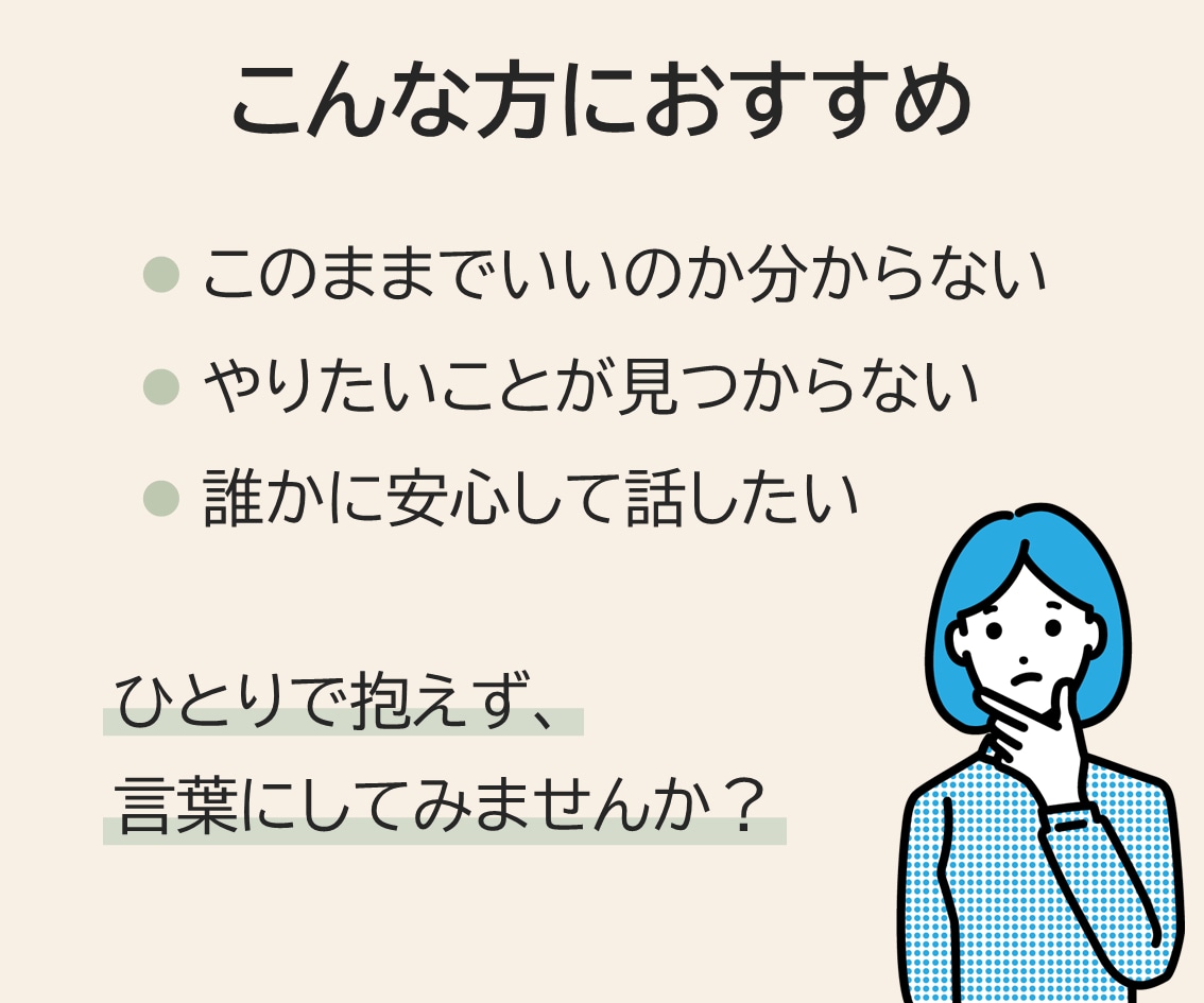 あなたのもやもやを言葉に変えていきます なんとなく、話してみませんか？気持ちの整理、お手伝いします イメージ2