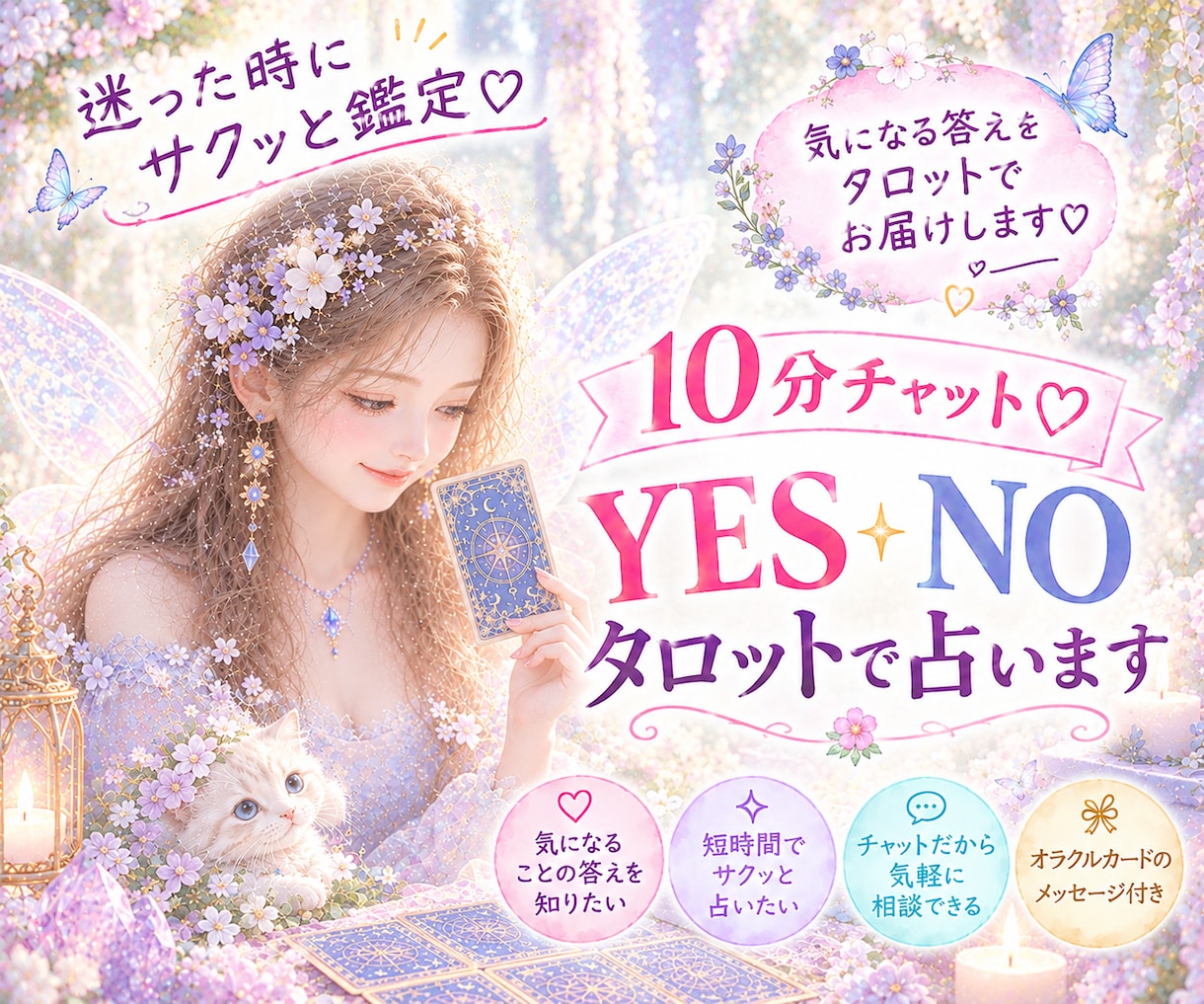 10分チャット♡YES NOタロットで占います ちょっと気になるサクサク答えが知りたい方心が軽くなるヒントに イメージ1
