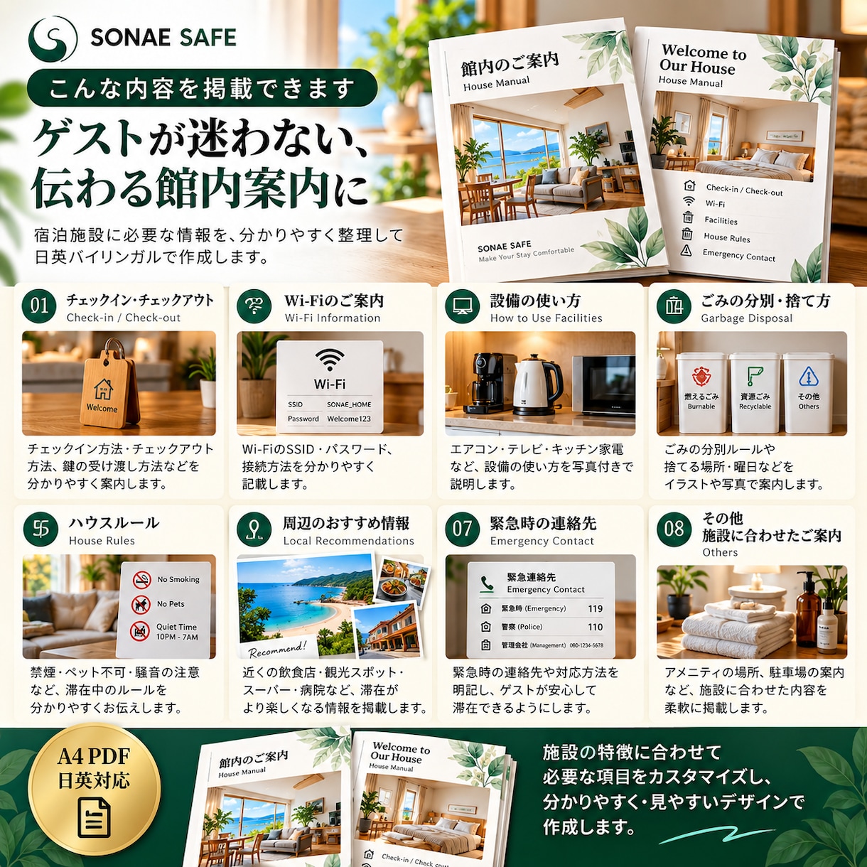 民泊・一棟貸しの日英ハウスマニュアルを作ります メモや写真から整理し、日英PDFを7営業日で納品 イメージ3