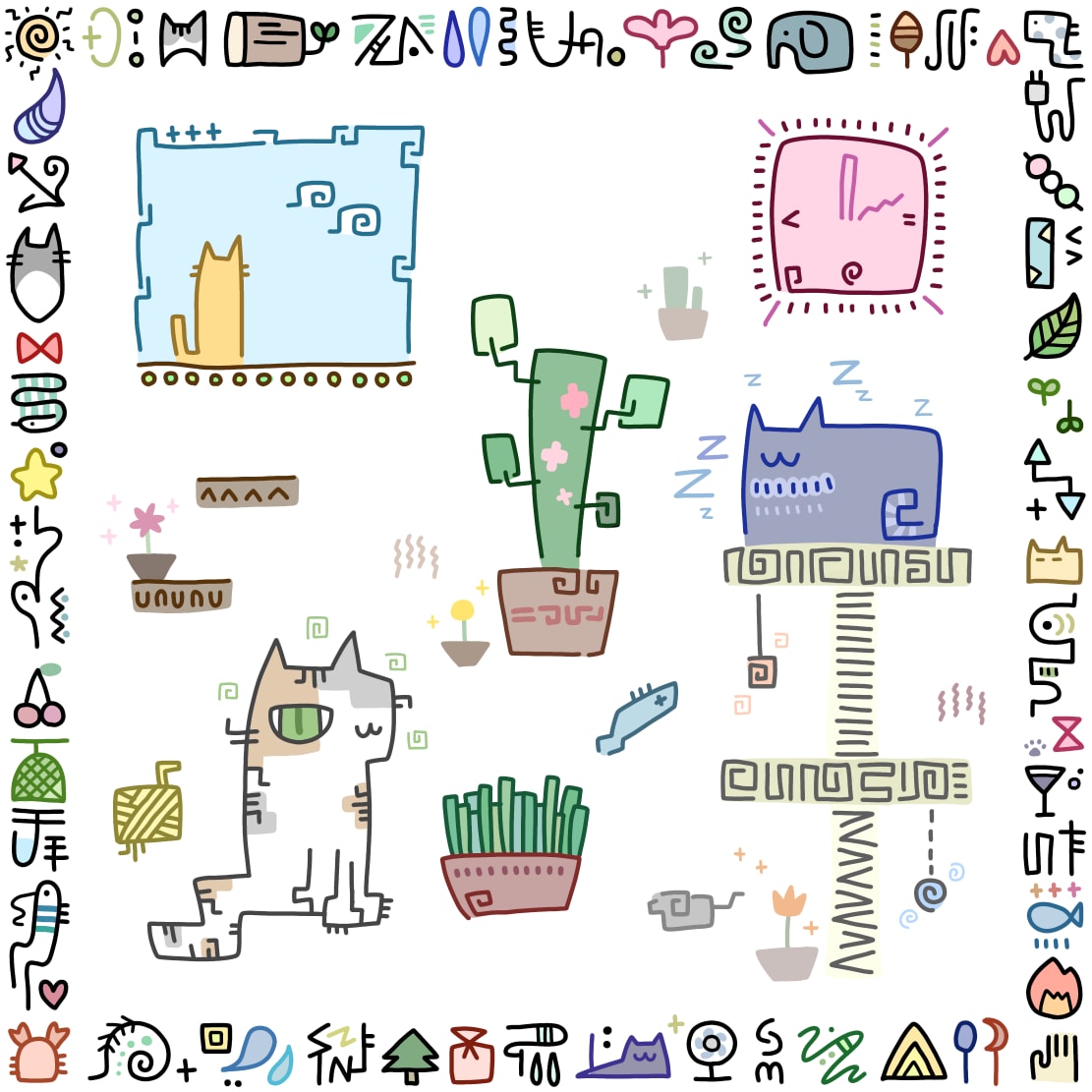 ごちゃごちゃしたイラストを描きます まるでパズルのピースみたい。ちょっぴりクセになるイラスト♪ イメージ3