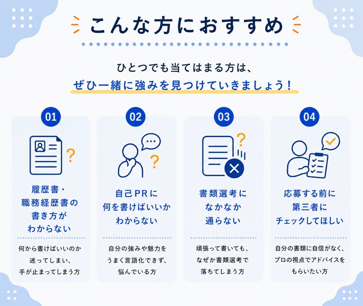 話すだけ！履歴書・職務経歴書をプロが作成します 文章を考える必要なし！あなたの経験をプロが書類にします イメージ8