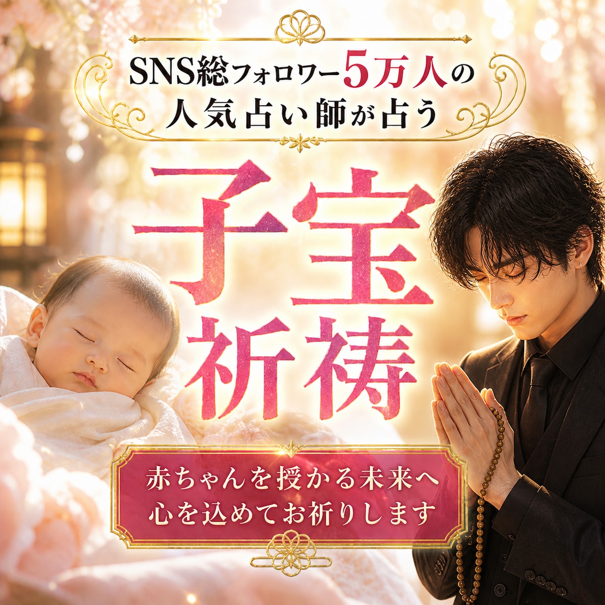子宝祈祷を行います｜妊娠の霊視鑑定も行います SNS5万人超の人気占い師が赤ちゃん授かる時期鑑定と子宝祈祷 イメージ1