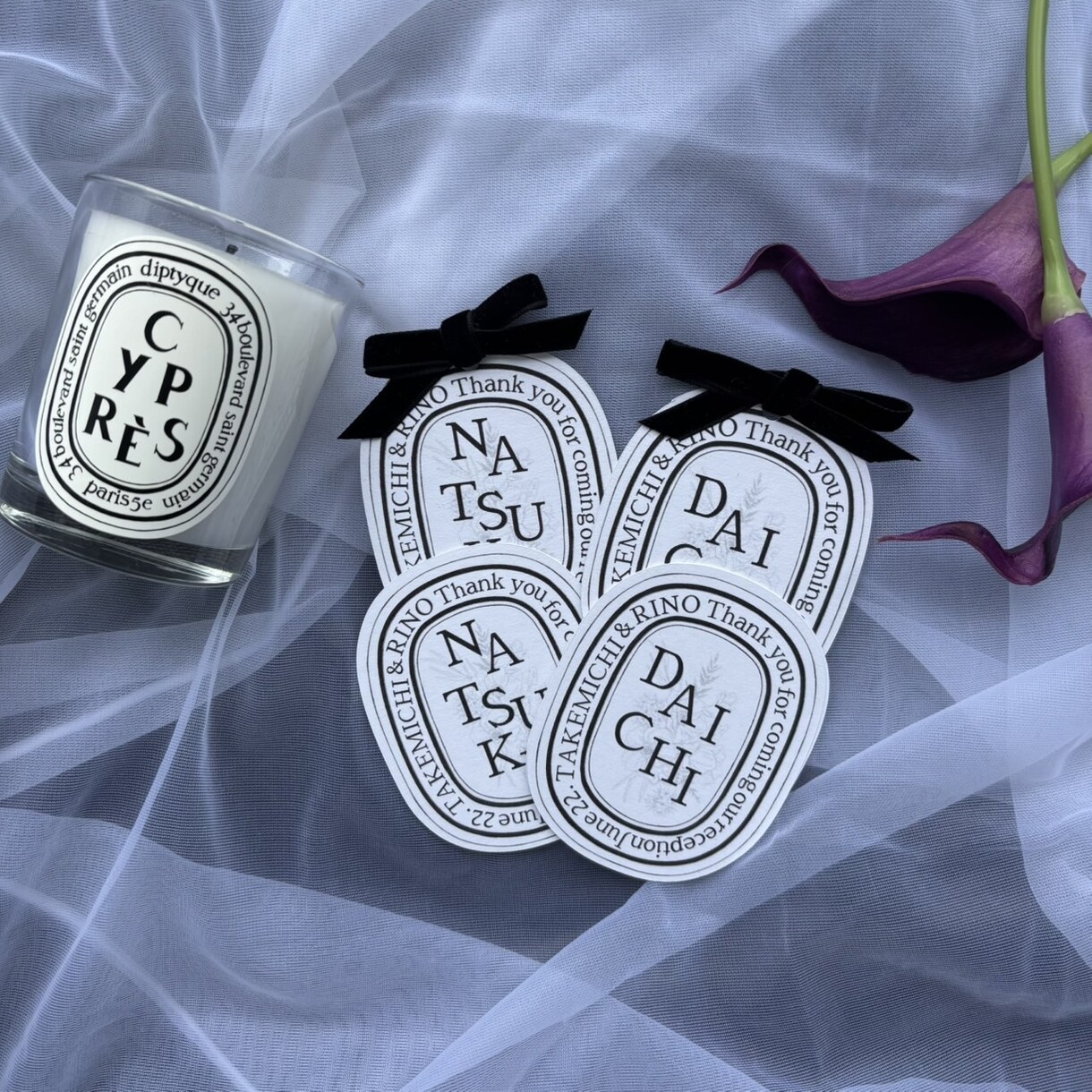 Diptyque風席札お作りします 王道人気のディプティック風リボン席札♡ イメージ4