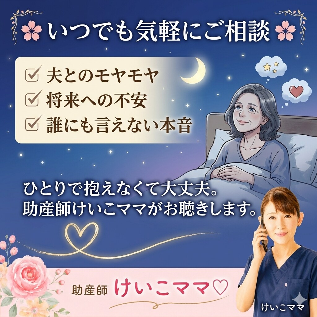 助産師けいこママが夫婦や人生のモヤモヤ聞きます ほっとする関西弁で、あなたのお話をお聴きします(´︶`)♡ イメージ2