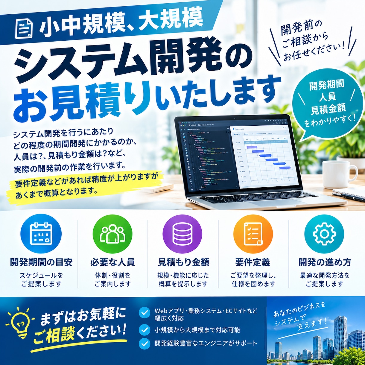 小中規模、大規模システム開発のお見積りいたします 開発工数や人員計画などシステム開発に必要な開発前の準備 イメージ1