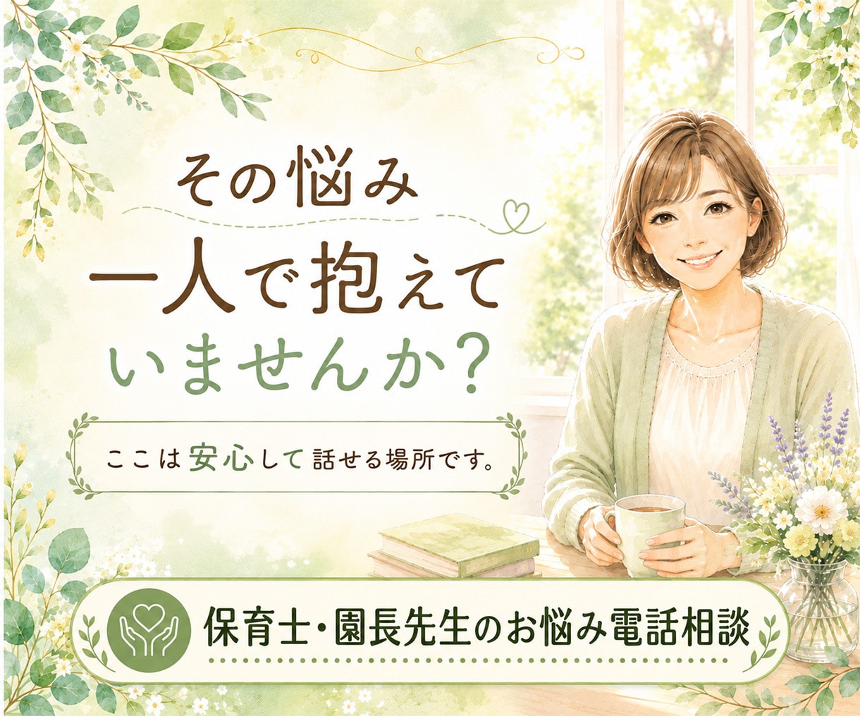 保育士さん・園長先生の悩み、元園長がそっと聴きます 誰にも言えなかった気持ちも、安心してお話ください イメージ1