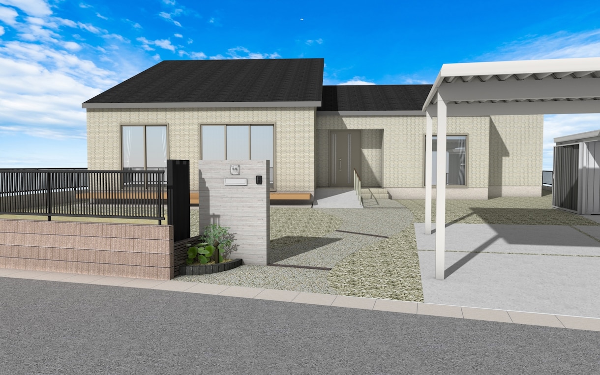 建物外観パースつくります エクステリア図面の建物パースを作成します。 イメージ1