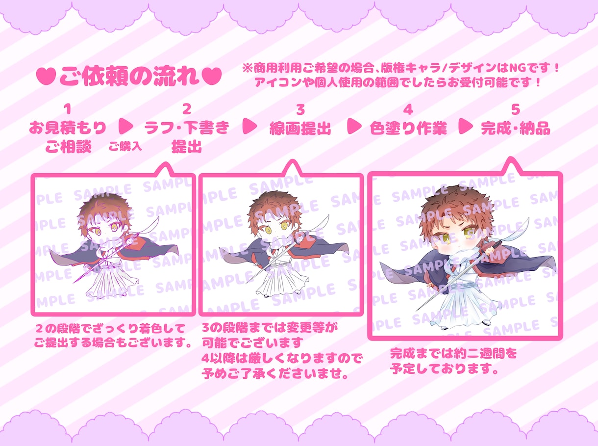 デフォルメ/ミニキャラの商用可能イラスト描きます SNSなどで使えるKAWAIIイラストをご提供します♡ イメージ2