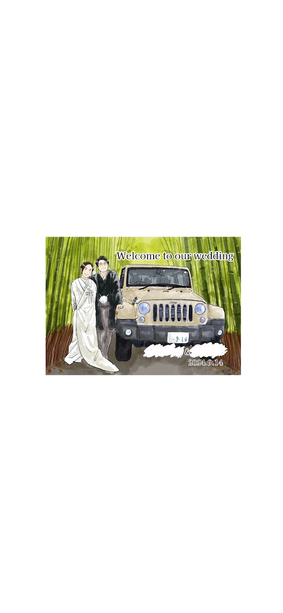 愛車とウェルカムボード描きます 大切なお車に乗ったり寄りかかったりイラストなら自由自在◡̈ イメージ5