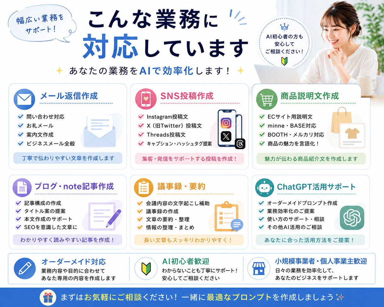 業務に合わせたChatGPTプロンプトを作成します AI初心者歓迎！業務の時短・効率化をお手伝いします。 イメージ4