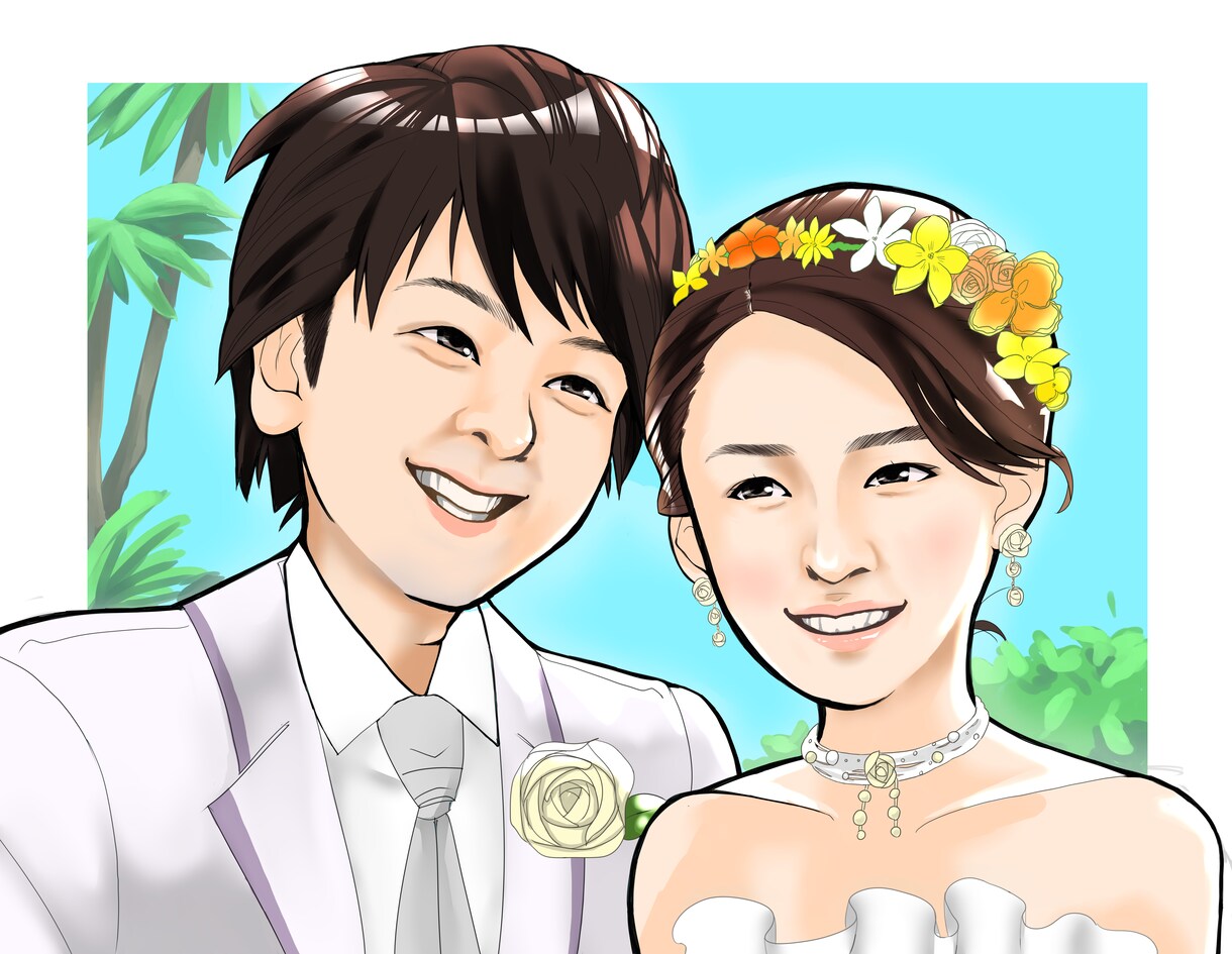 お写真をもとに似顔絵描かせていただきます リアル～アニメ絵までお好みに合わせた絵柄をお選びいただけます イメージ1