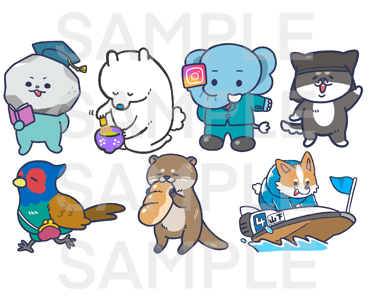 販売実績1000件超★ゆるかわシュールな絵描きます 小物無料・修正無制限！いろんな表情はお任せください！ イメージ4
