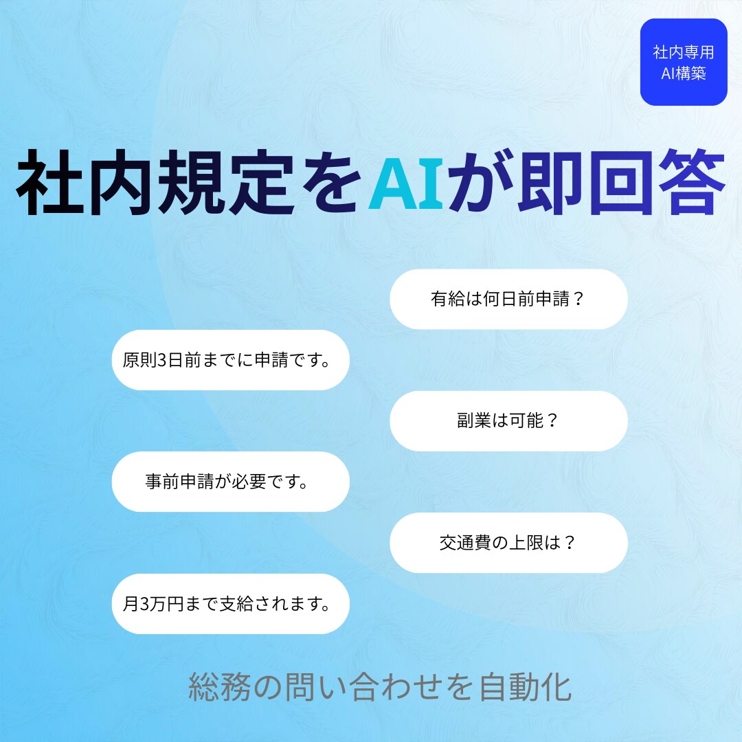 社内規定への質問対応AIチャットbotを作成します 社内の問い合わせをAIで自動化しませんか？ イメージ1