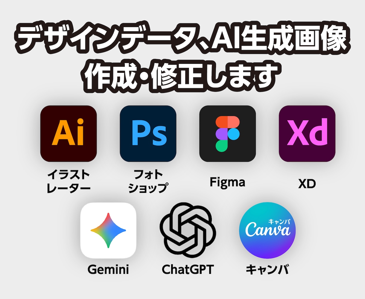 あらゆるデザインデータの作成・修正承ります 文字、画像差替、色変更、サイズ変更など、ご相談ください！ イメージ1