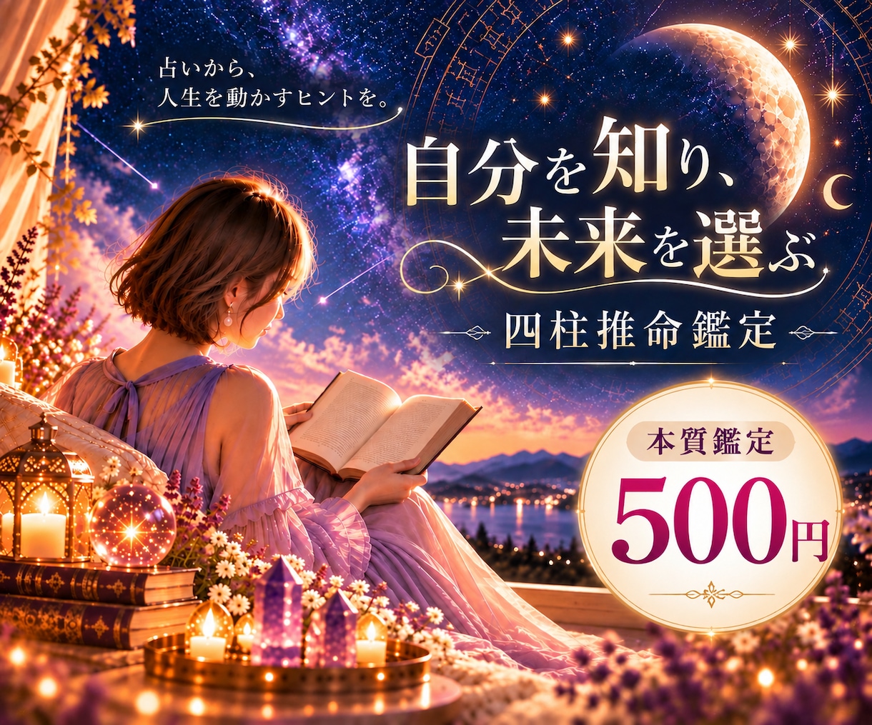 四柱推命であなたの本質と強みを読み解きます 占いから、人生を動かすヒントを。あなたらしい一歩へ。 イメージ1