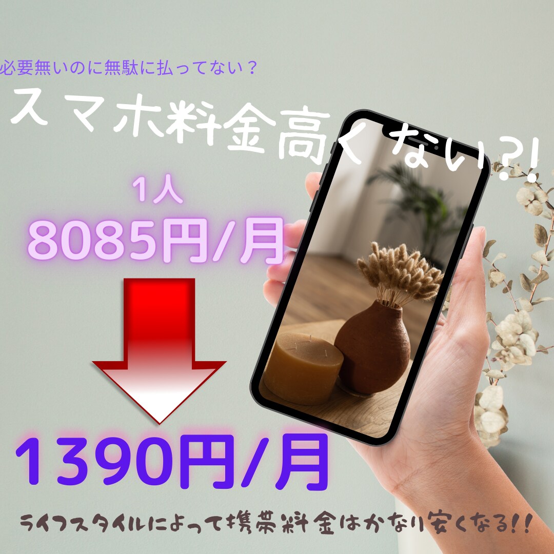 スマホ料金や格安SIM 相談に乗ります 【実績50人以上】1人最大年8万円も節約出来る？！ イメージ1