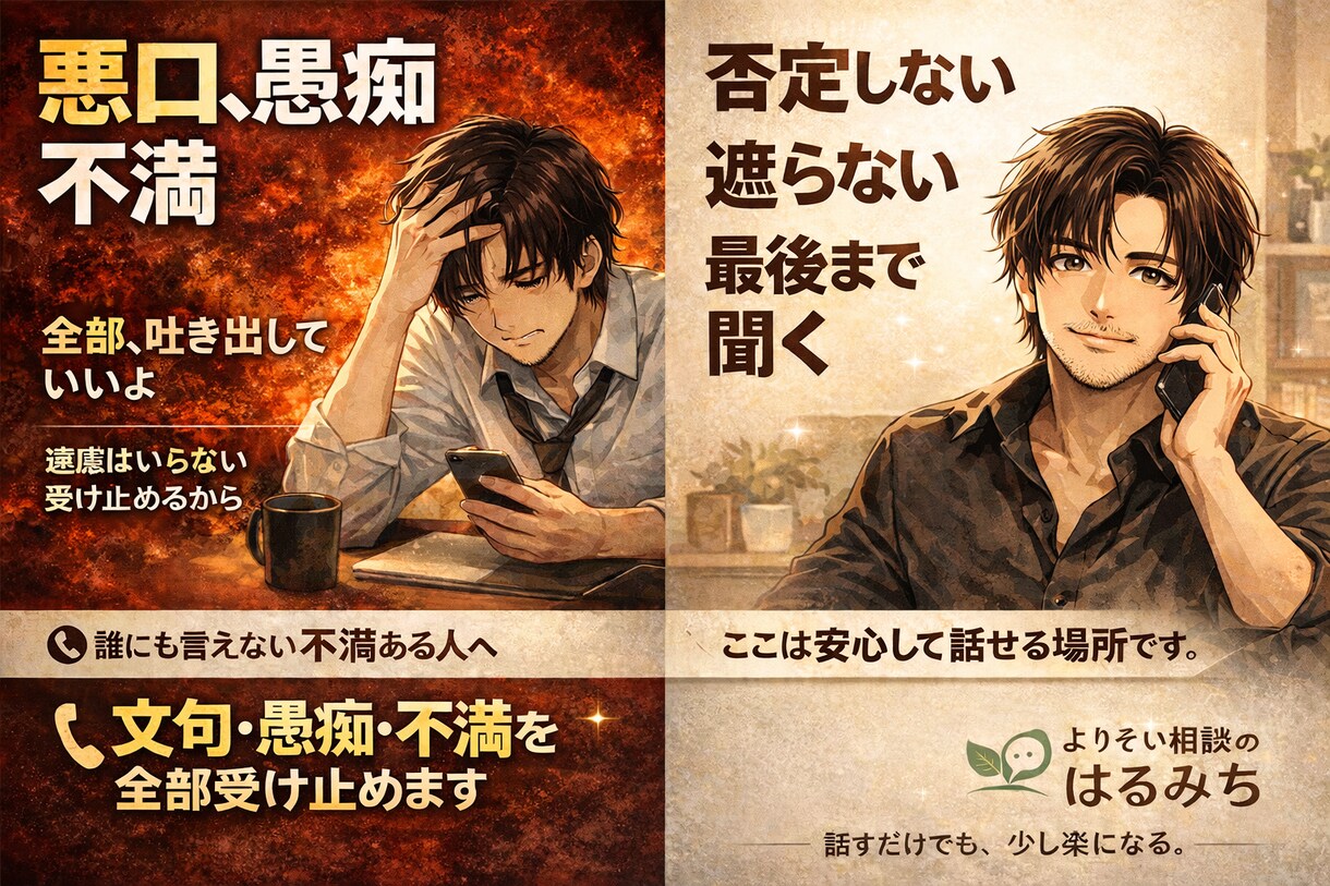 誰にも言えない文句や不満！電話で全部受け止めます 全て吐き出せる場所　ここに用意しました イメージ1