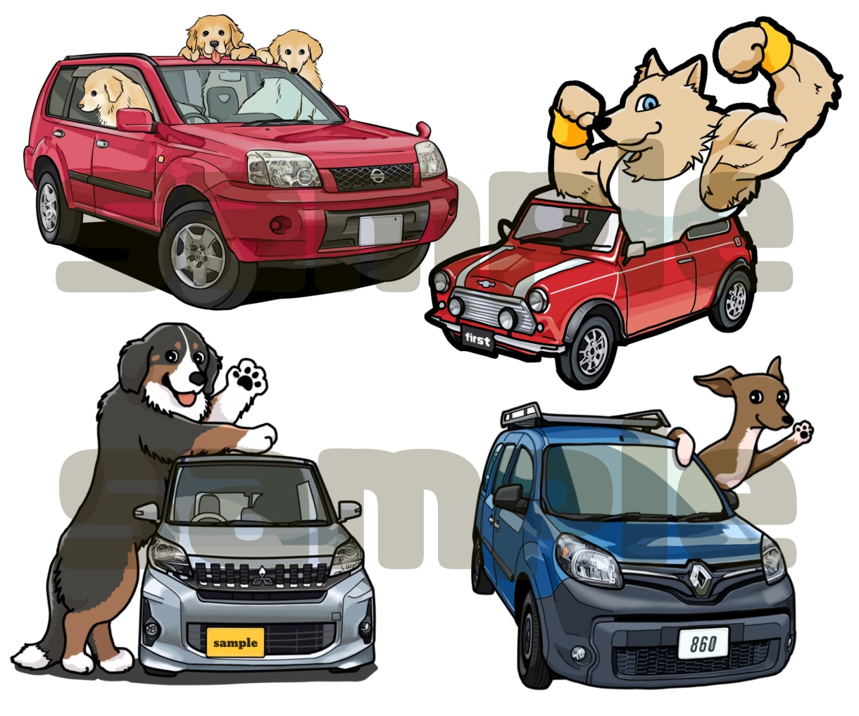 動物やマスコットキャラクターと車・バイクを描きます 商用・プレゼント・グッズ・ステッカーに◎乗物単体でもOK イメージ7