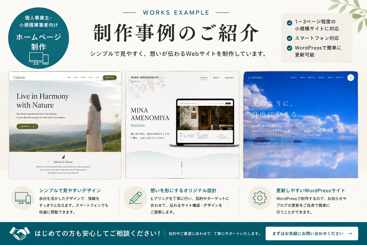 小規模事業・個人事業主様向けWebサイト作成します ミニマムサイト20,000円～ イメージ2